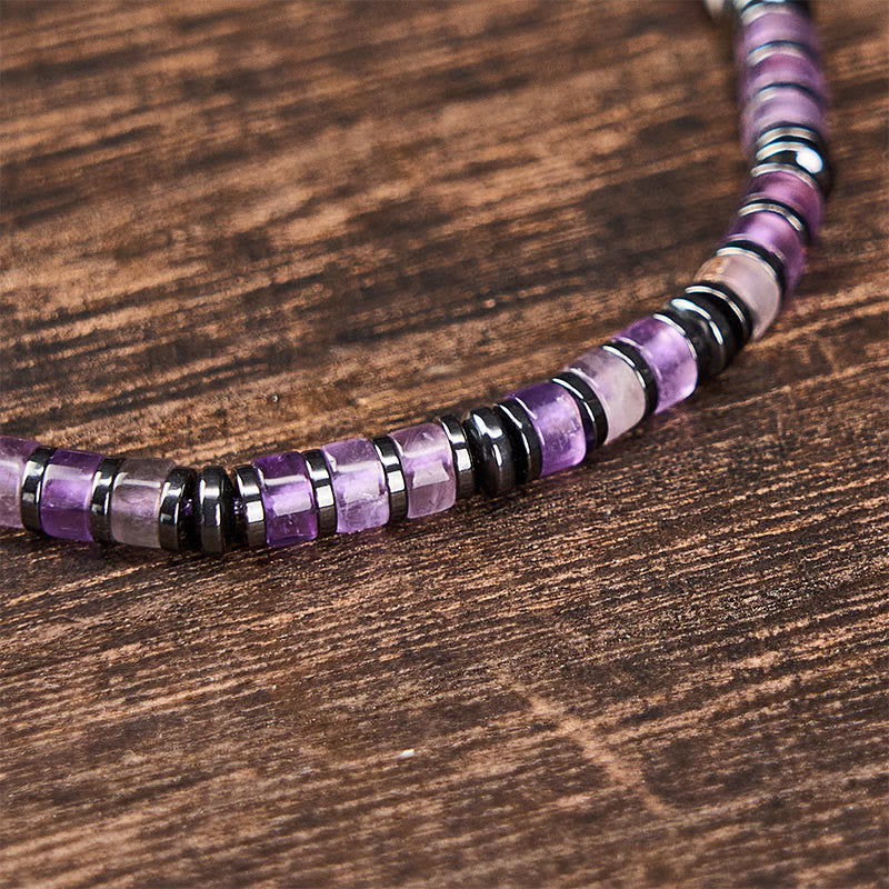 FREE Today: Positive and Self Care Natural Lapis Lazuli Amethyst Frosted Stone Bead Bracelet