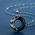 Buddha Stones Black Obsidian Koi Fish Luck Circular Peace Buckle Pendant Necklace