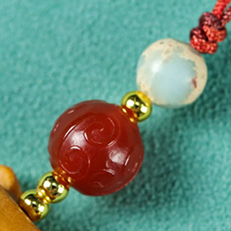 Buddha Stones Hand Carved Sandalwood Cat Fish Purification Keychains