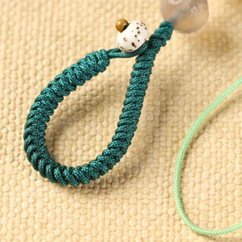 Buddha Stones Green Sandalwood Cat Hand-Woven Soothing Keychains