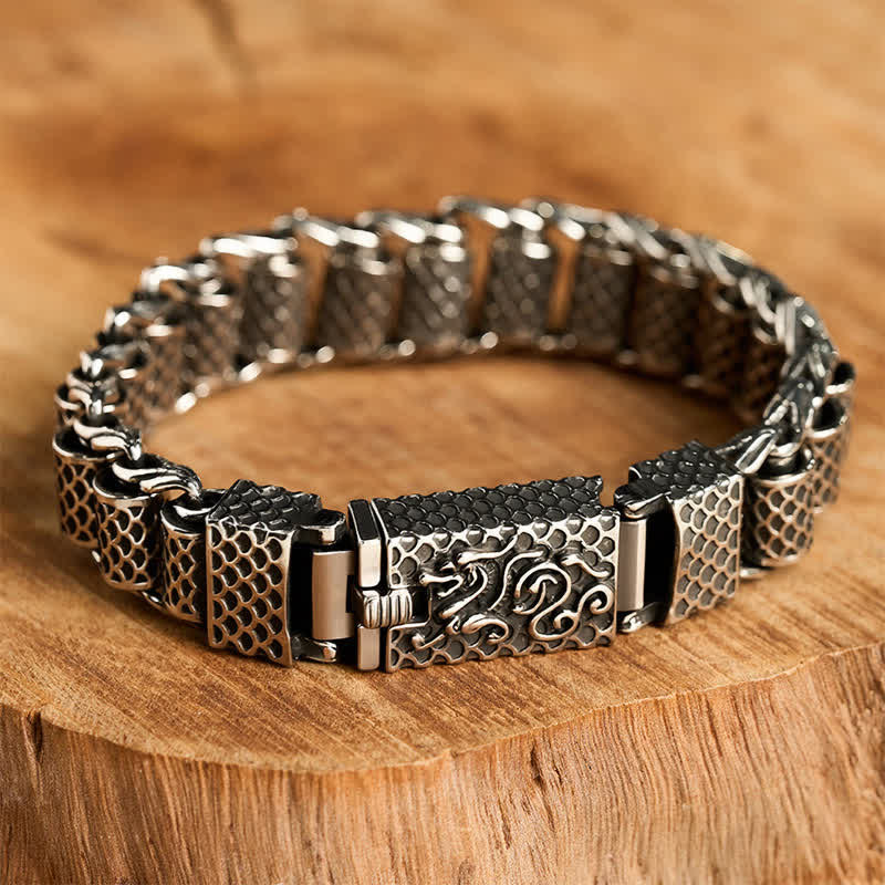 Buddha Stones Copper Dragon Chain Link Wealth Bracelet