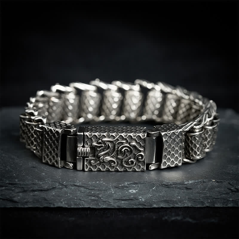 Buddha Stones Copper Dragon Chain Link Wealth Bracelet