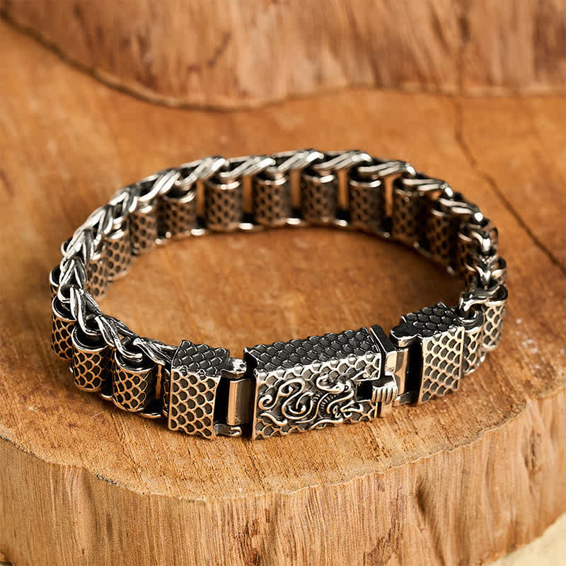 Buddha Stones Copper Dragon Chain Link Wealth Bracelet