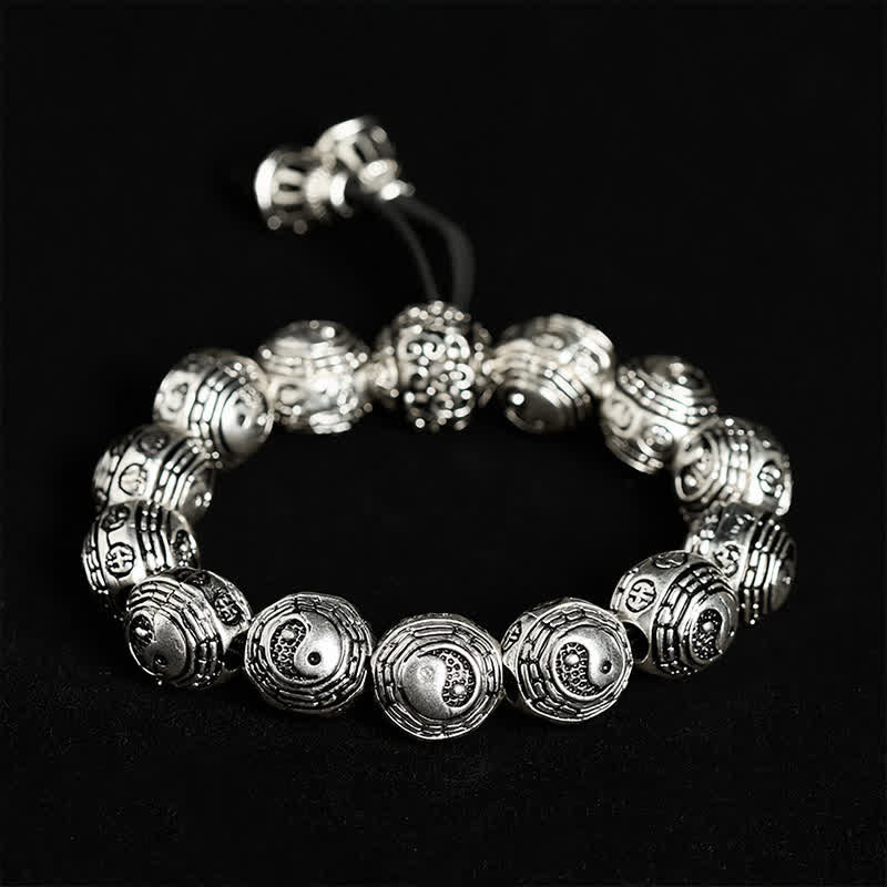 Buddha Stones Copper Bagua Yin Yang Harmony Round Bead Bracelet