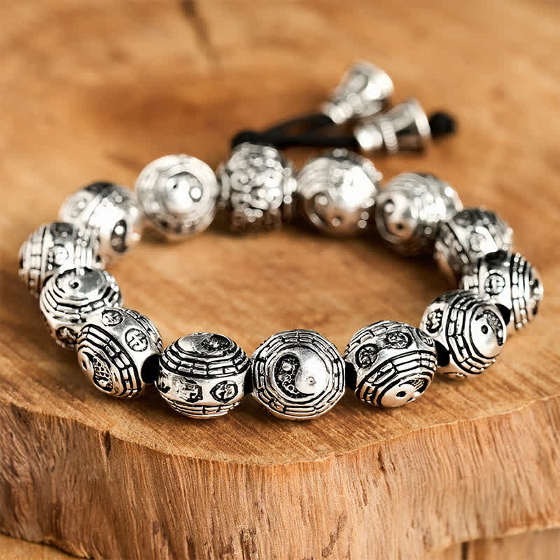 Buddha Stones Copper Bagua Yin Yang Harmony Round Bead Bracelet