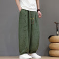 Buddha Stones Summer Casual Minimalist Drawstring Abstract Texture Pattern Ankle Pants Men's Harem Pants With Pocket