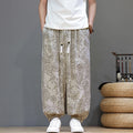 Buddha Stones Summer Casual Vintage Drawstring Floral Ankle Pants Men's Harem Pants With Pocket