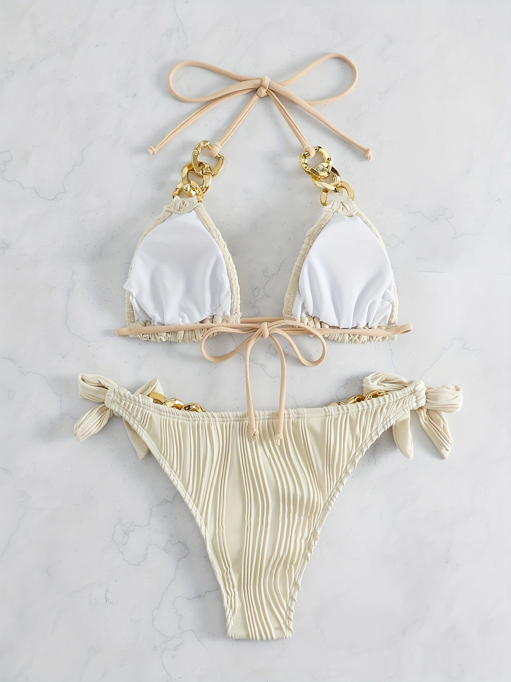 Women's Golden Chain Halter Bikini Set