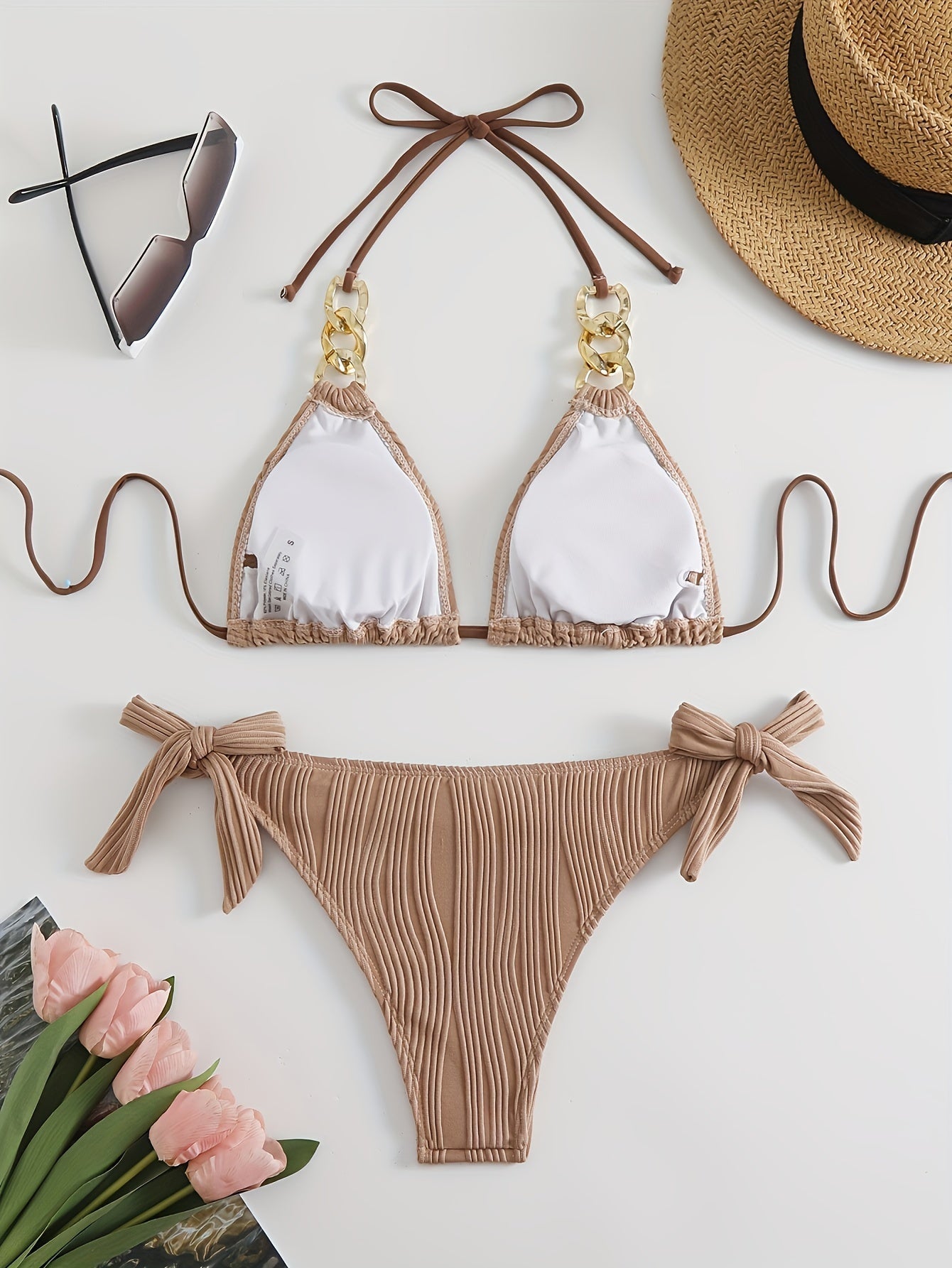 Women's Golden Chain Halter Bikini Set