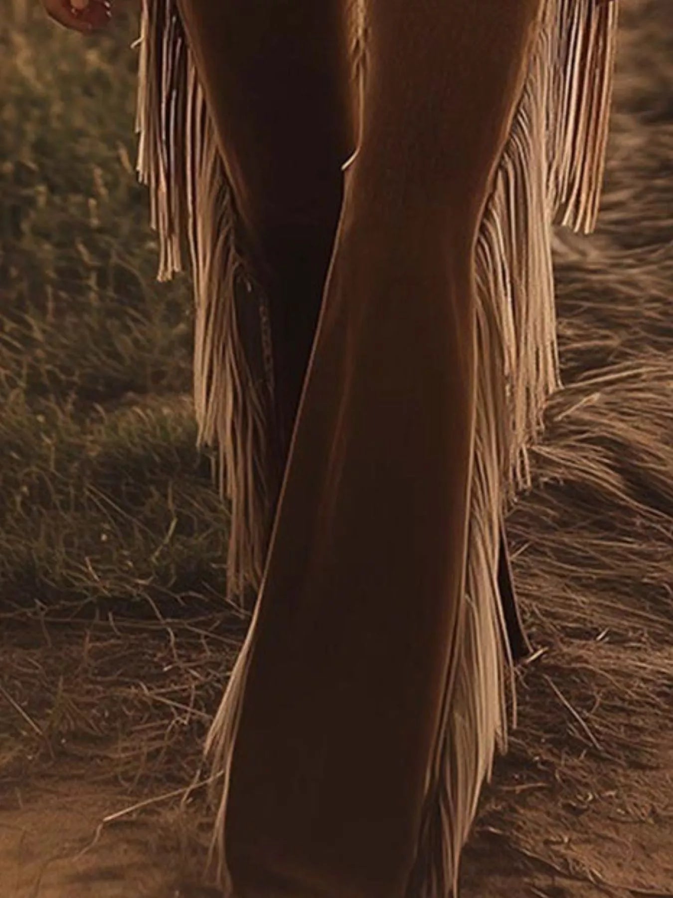 Fringe Trim Flare Pants