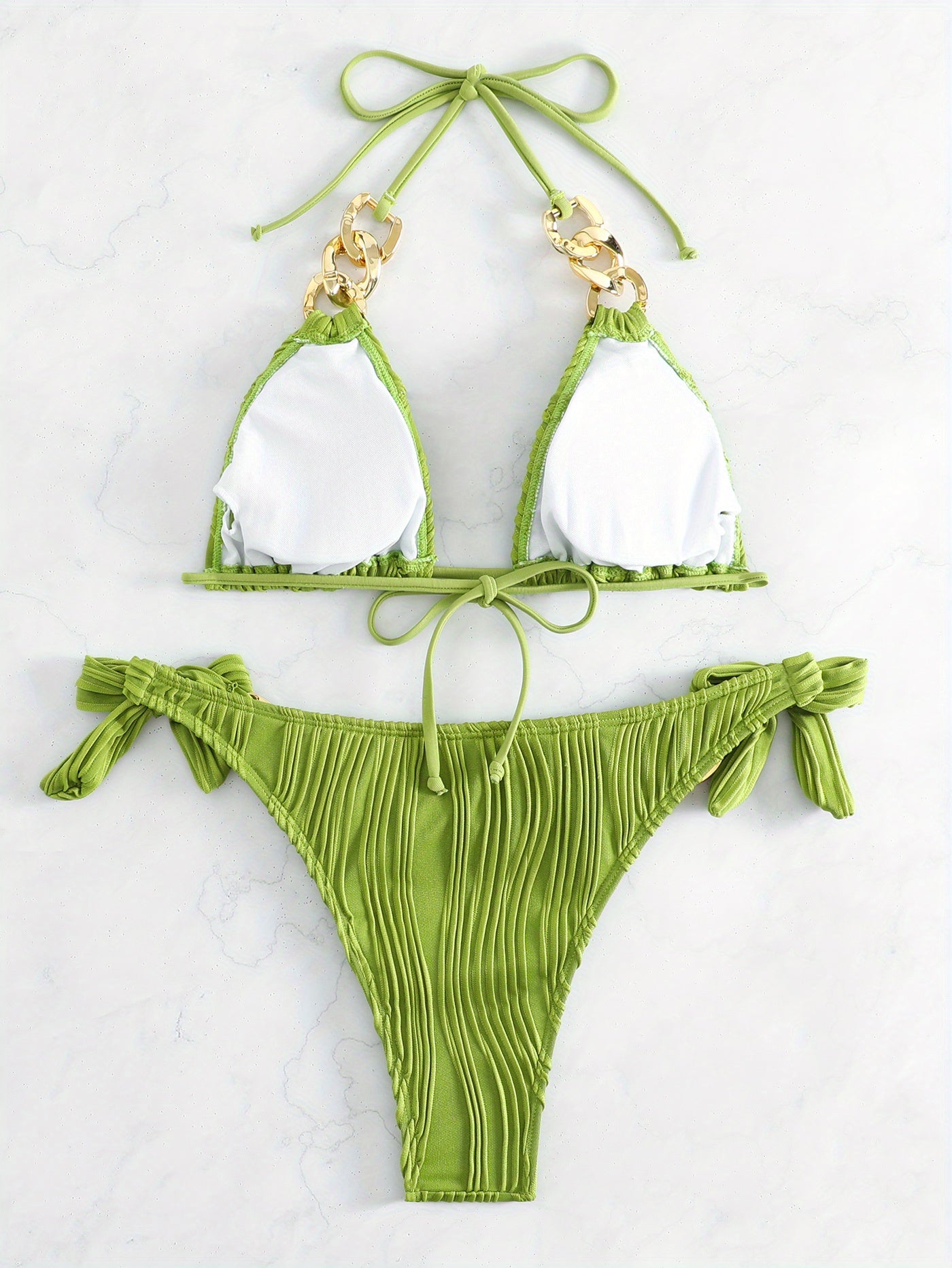 Women's Golden Chain Halter Bikini Set