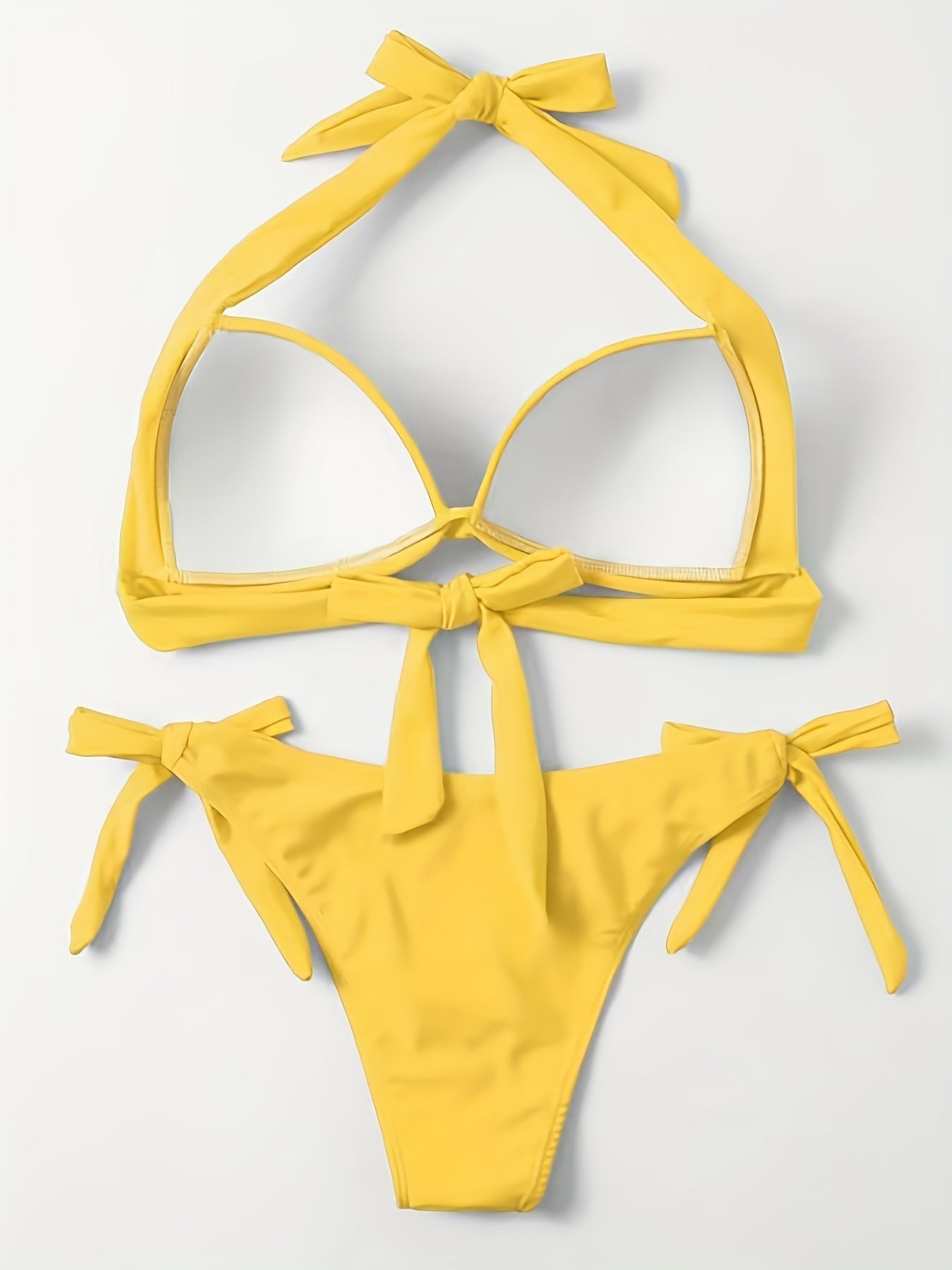 Women's High Waist Ruched V-Neck Bikini Set