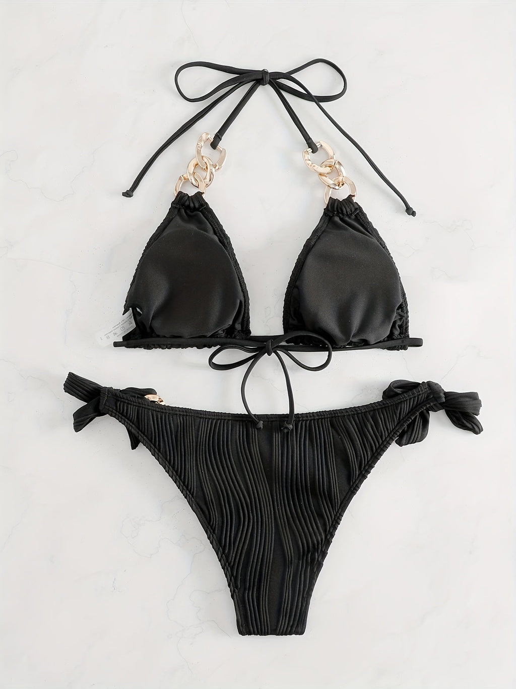 Women's Golden Chain Halter Bikini Set