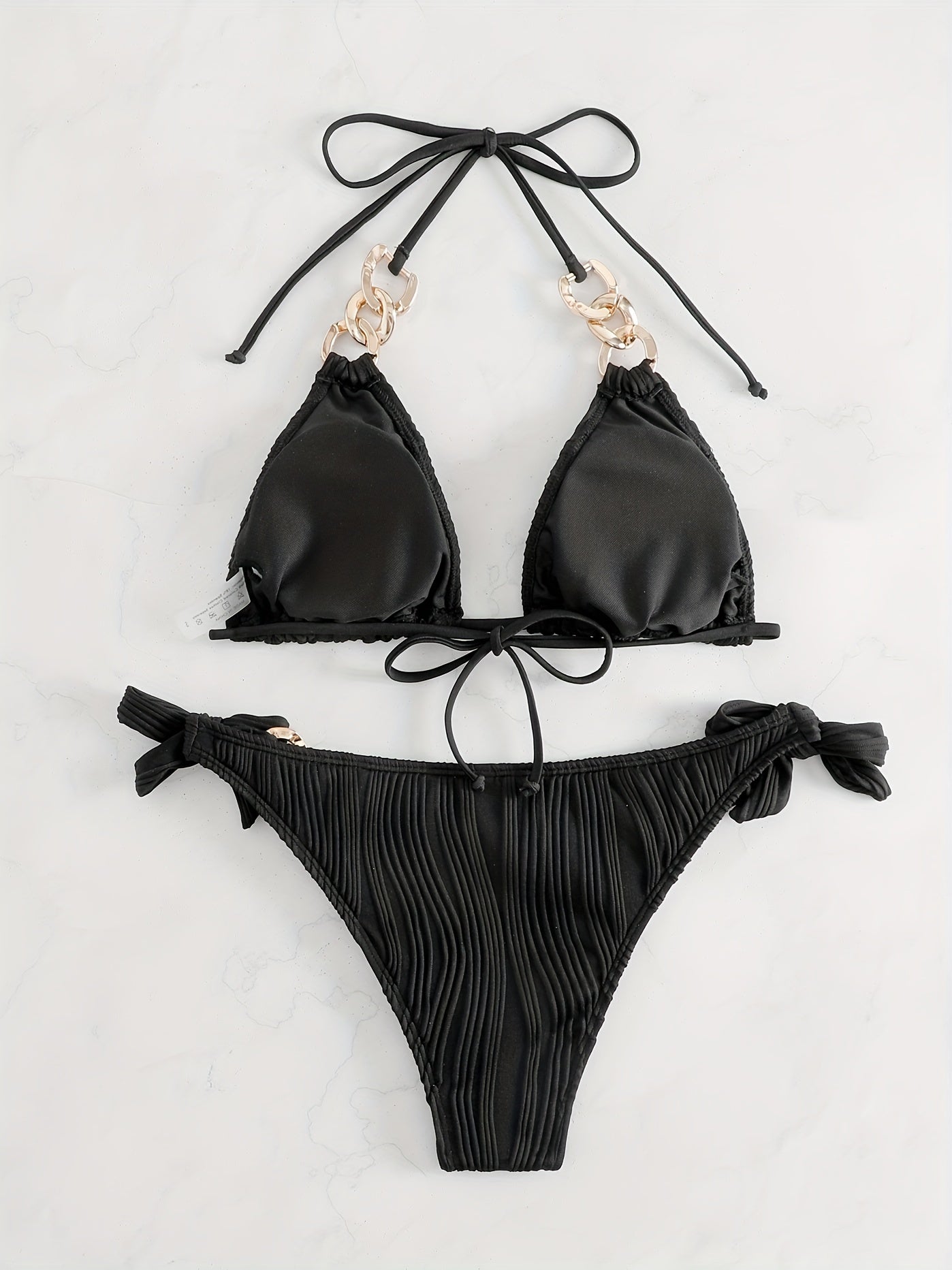 Women's Golden Chain Halter Bikini Set