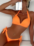 Women's High Waist Ruched V-Neck Bikini Set