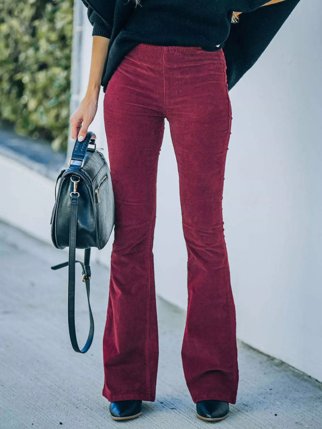 Full Size Corduroy Flare Pants Plus Size