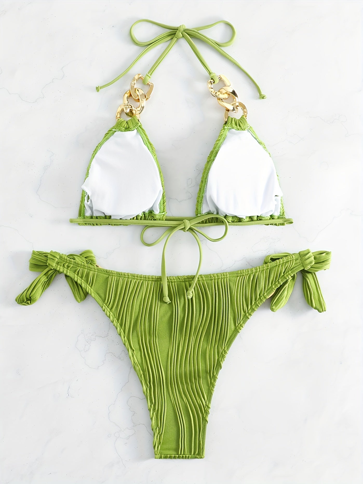 Women's Golden Chain Halter Bikini Set